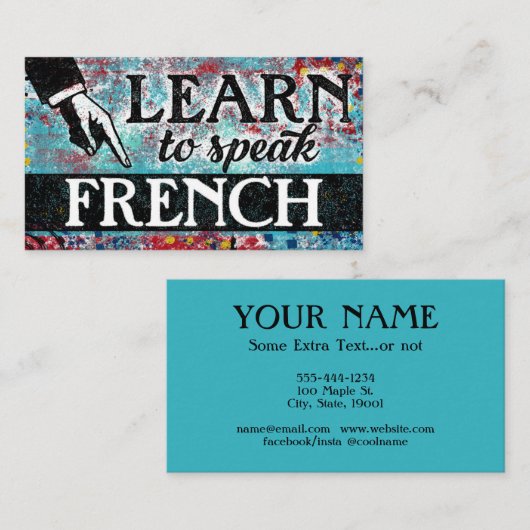 フランスのLanguage Lessons Business Card - Blue Red 名刺 (正面/裏面)