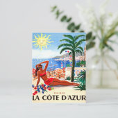 フランスのriviera、bikini girl onビーチ、フランス ポストカード (スタンド正面)