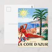 フランスのriviera、bikini girl onビーチ、フランス ポストカード (正面/裏面)