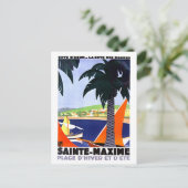 フランスのSainte-Maximeのヴィンテージ旅行ポスター ポストカード (スタンド正面)