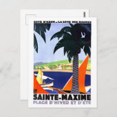フランスのSainte-Maximeのヴィンテージ旅行ポスター ポストカード (正面/裏面)