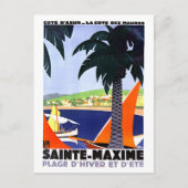 フランスのSainte-Maximeのヴィンテージ旅行ポスター ポストカード (正面)