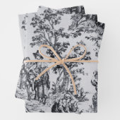 フランスのtoile de jouy黒と白の切り離 ラッピングペーパーシート (インサイチュ)