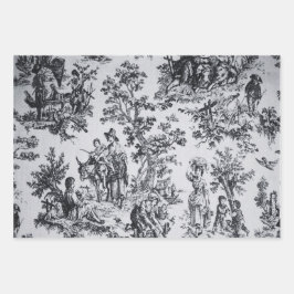 フランスのtoile de jouy黒と白の切り離 ラッピングペーパーシート