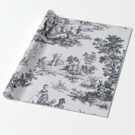 フランスのtoile de jouy黒と白の切り離 ラッピングペーパー