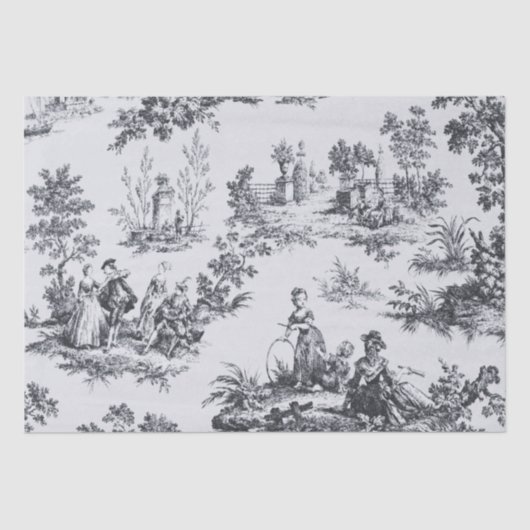 フランスのtoile de jouy黒と白の切り離 薄葉紙 (正面)