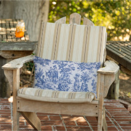 フランスのtoile de jouy blueとwhite patio outdoor アウトドアクッション