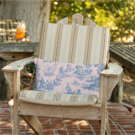 フランスのtoile de jouy blue and pink patior outdoor アウトドアクッション