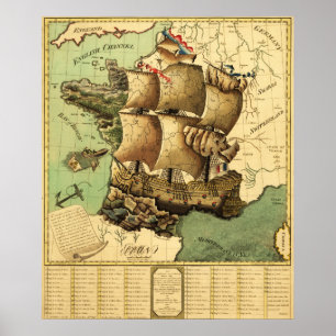 フランスはShipPanoramicの地図として表しました ポスター