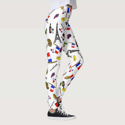 フランスをテーマにした手描きの女性レギンス レギンス (右)