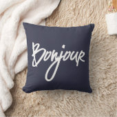 フランスを愛する人のためのBonjourスクリプト(白) クッション (ブランケット)