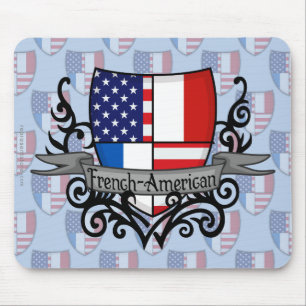 フランスアメリカの盾の旗 マウスパッド