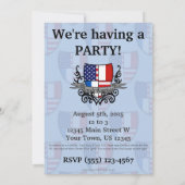 フランスアメリカの盾の旗 招待状 (裏面)