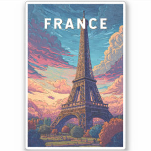 フランスイラストレーショントラベルアートヴィンテージ シール