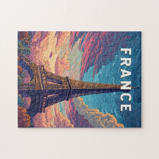 フランスイラストレーショントラベルアートヴィンテージ ジグソーパズル (横)