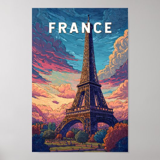 フランスイラストレーショントラベルアートヴィンテージ ポスター (正面)