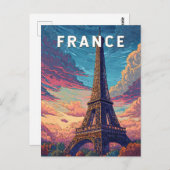 フランスイラストレーショントラベルアートヴィンテージ ポストカード (正面/裏面)