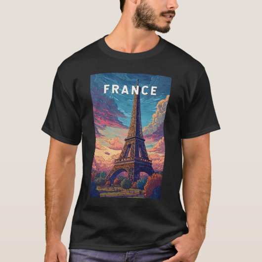 フランスイラストレーショントラベルアートヴィンテージ Tシャツ (正面)