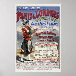 フランスイングランドヴィンテージ鉄道旅行ポスター1894 ポスター