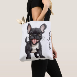 🐶フランスカスタム文字で子犬 トートバッグ
