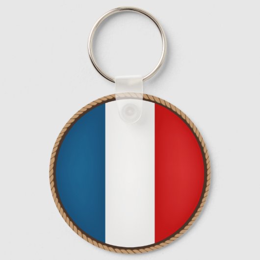 フランスカッコいい国旗のシール キーホルダー (正面)