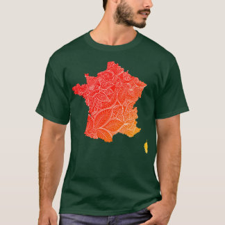 フランスカラフルのマンダラ美術の地図と文字in re tシャツ