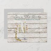 フランスカントリーの白塗り木製シャンパンフルート 案内ポストカード (正面/裏面)