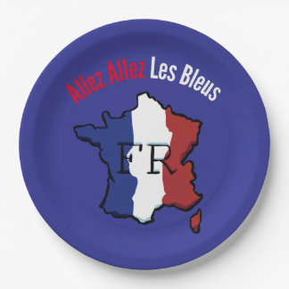 フランスサッカーファン Allez Les Bleus パーティープレート ペーパープレート