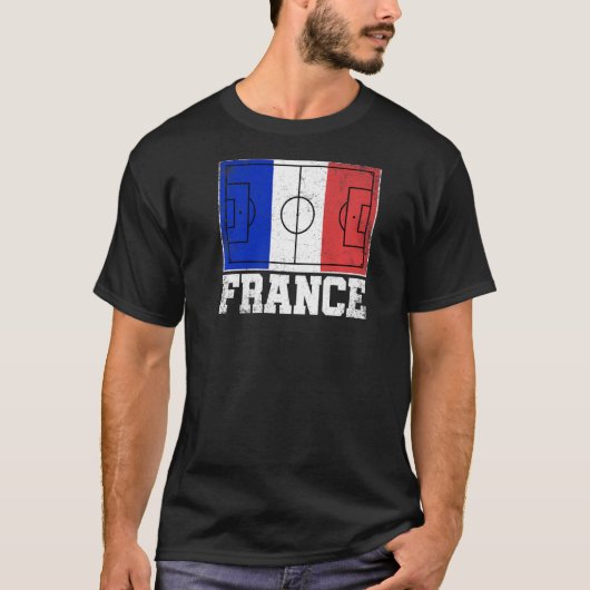 フランスサッカー野戦国旗のフランスのプライド Tシャツ (正面)