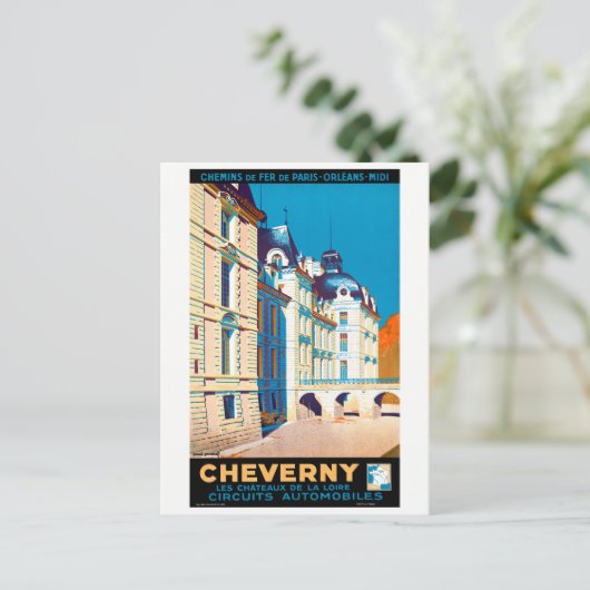 フランスシェバーニー復元ヴィンテージ旅行ポスター ポストカード (スタンド正面)