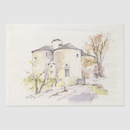 フランスシャトードラムタワーズヴィンテージデコページ 薄葉紙 (正面)