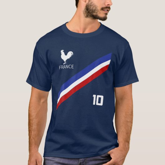 フランスジャージーナンバー10サッカーフフランスのットボルクラブ Tシャツ (正面)