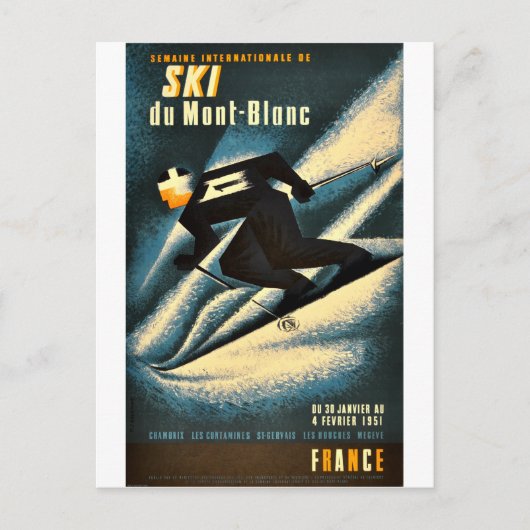 フランススキーヴィンテージ旅行はがき ポストカード (正面)