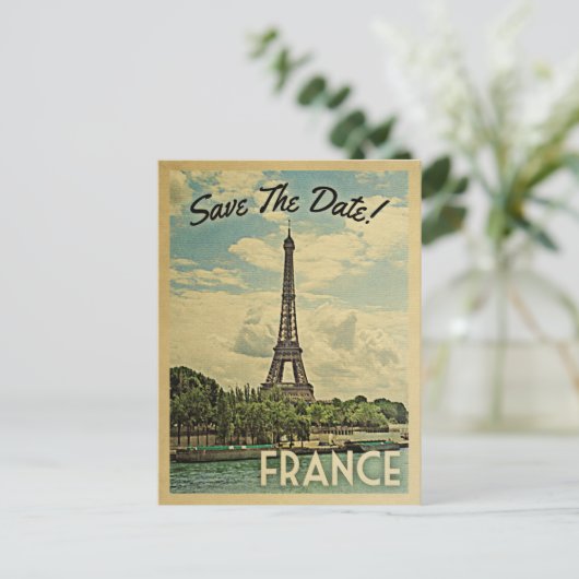 フランスセーブ・ザ・デイトヴィンテージエッフェルタワーパリ 案内ポストカード (スタンド正面)