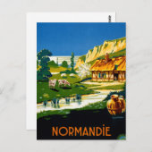 フランスノルマンディヴィンテージ旅行ポスター復元 ポストカード (正面/裏面)