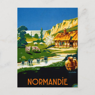 フランスノルマンディヴィンテージ旅行ポスター復元 ポストカード