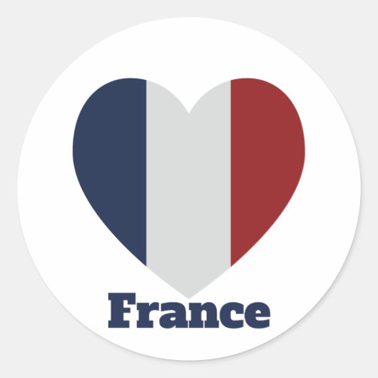 フランスハート国旗 ラウンドシール (正面)