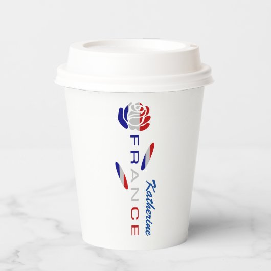 フランスバラパーソナライズされた国旗 紙コップ (正面)