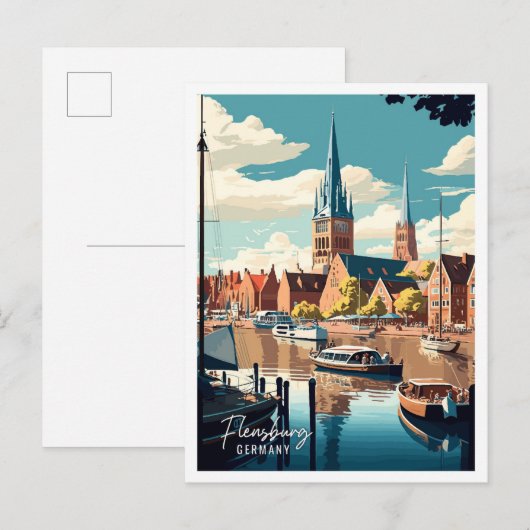 フランスバーグドイツヴィンテージ旅行イラストレーション ポストカード (正面/裏面)