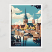 フランスバーグドイツヴィンテージ旅行イラストレーション ポストカード (正面)