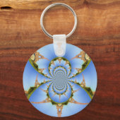 フランスパリエッフェルタワー万華鏡のように千変万化するパターンブルーラブル キーホルダー (正面)