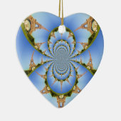 フランスパリエッフェルタワー万華鏡のように千変万化するパターンブルーラブル セラミックオーナメント (右)