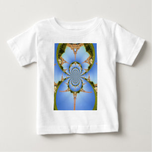 フランスパリエッフェルタワー万華鏡のように千変万化するパターンブルーラブル ベビーTシャツ