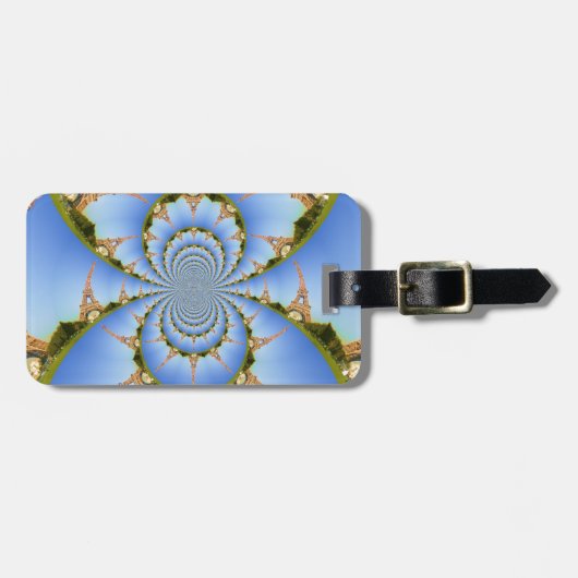 フランスパリエッフェルタワー万華鏡のように千変万化するパターンブルーラブル ラゲッジタグ (正面横)