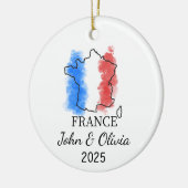 フランスパーソナライズされたオーナメント、フランス国旗の贈り物 セラミックオーナメント (左)