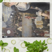 フランスビクトリアンのFolies Bergereでバーメイドガール キッチンタオル (折り畳み)