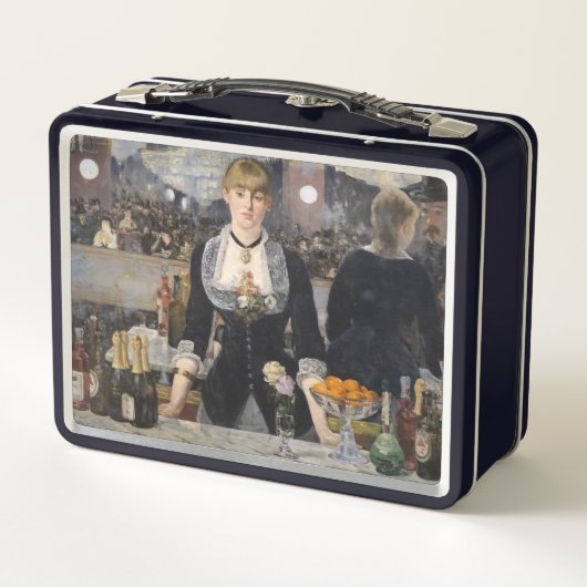 フランスビクトリアンのFolies Bergereでバーメイドガール メタルランチボックス (裏面)