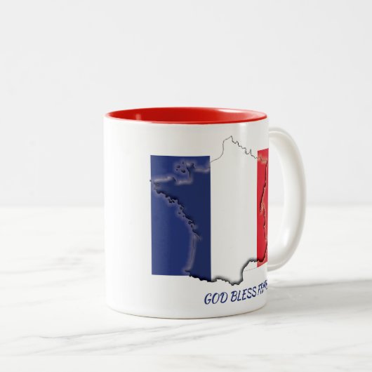 フランスフラグマップ聖なる書物、 経典白 ツートーンマグカップ (正面右)