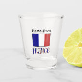 フランスフランスのと旗と名札ガラス ショットグラス (正面)