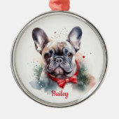 フランスフランスののブルドッグのクリスマスオーナメント メタルオーナメント (正面)